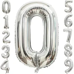 40インチ 数字バルーン シルバー 誕生日風船 数字0アルミ風船 誕生日 ハッピーバースデー 飾り付け ウェディング 記念日 (0, シルバー) 0