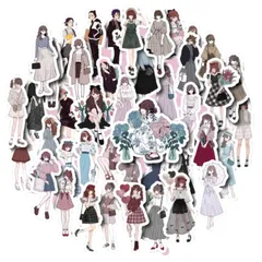 シール ステッカー 素材紙 コラージュ素材 大容量 フレークシール かわいい おしゃれ 女の子 女子 少女 ガール 人物 手帳デコ 日記シール カレンダー (シーズン3（100枚）)