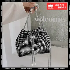 キラキラ 巾着バッグ チェーン ミニバッグ バケツバッグ レディース ラインストーン 斜め掛け バッグ コンパクト 肩掛け かばん 可愛い お呼ばれ 結婚式 二次会 キレイめ ポシェット 小さめ 軽量 パーティーバック ラグジュアリー感 TZM-307