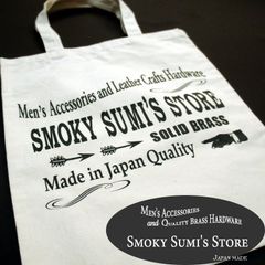 SMOKY SUMI'S STORE 片面シルクスクリーンプリント 生成り キャンバスコットン トートバッグ ビンテージファッションスタイル ユニセックス 小物