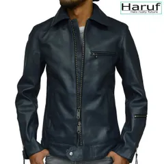 【送料無料】ライダースジャケット レザージャケット メンズ 本革 シングルライダース 革ジャン 皮ジャン 本革ジャケット バイクジャケット ネイビー ブルー 紺 青 メンズアウター 秋冬 UK2NAV