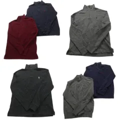 古着卸 まとめ売り ラルフローレン ハーフジップ セーター 6枚セット (メンズ S /M ) ハーフボタン グレー ネイビー 中古 古着 NC3642