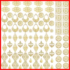 【クーポン有】パーツ 100個セット ゴールド 花 月 雫 四角 透かし 三角 DIY ハンドメイド イヤリング ピアス かんざし サムコス ビジュー 台座 アクセサリー 金具 素材 (A)