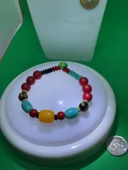 デザインブレスレット　南紅瑪瑙　蜜蝋　松石　黒曜石3301-1/2