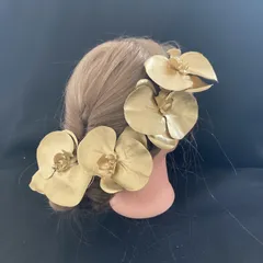 ゴールド　ha68 髪飾り　成人式　卒業式　結婚式　胡蝶蘭　4本セット　和装