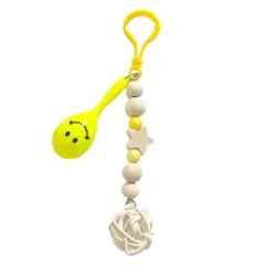 インコ かじりおもちゃ マラカス 日本製 安心安全素材 天然木 セキセイインコ オカメ 鳥 文鳥 小鳥 おもちゃ 約18cm KM イエロー