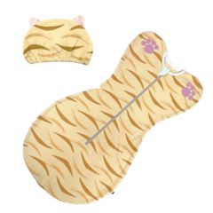新品 DINETTE 赤ちゃん おくるみ スワドル 女の子 男の子 猫柄 着るタイプ 新生児 乳児 (茶トラ)