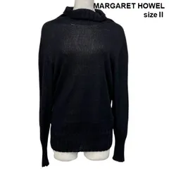 ◆ マーガレットハウエル MARGARET HOWELL ニット 長袖 コットン 濃紺 ネイビー 綿100％ 2 M 9号 レディース S5V355