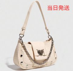 ハンドバッグ 女性用 2024 ショルダーバッグ ボウパース コケット シルバーパース レザー風 ホワイト　紐2個入とチェック一個