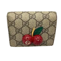 【美品】 GUCCI インターロッキング GG チェリー 二つ折り財布 PVC ✨美品✨グッチ 二つ折り財布 チェリー さくらんぼ PVC GG