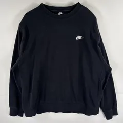 古着 ナイキ NIKE スウェット トレーナー ワンポイントロゴ刺繍 クルーネック 大きいサイズ XXL  ブラック メンズ