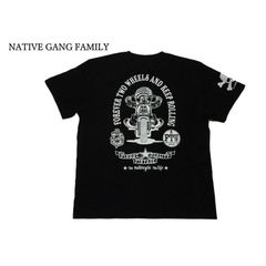ネイティブギャングファミリー 半袖 Tシャツ NGF50-594 後身バイク ベイビー バイカー 天竺生地 ブラック