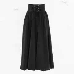 夢展望公式 [新品未使用] レースアップバルーンロングスカート [ブラック] 他カラー別ページ有  スカート フレア（ロング） 535140-03
