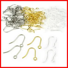 サージカルステンレス 樹脂 ピアス フック パーツ アレルギー対応 ゴールド シルバー クリア 3種100個 セット