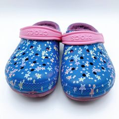 クロックス キッズ サンダル ボア付き 星柄 ピンク×ブルー×パープル サイズJ3 約21㎝