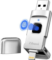 Zibassi【MFI認証取得 高速認識】指紋認証 USBメモリiPhone用USBメモリ64GB スマホ usbメモリUSB 3.0 フラッシュメモリー iPhone/iPad/PC/Android/Mac兼用 iphone写真保存usb