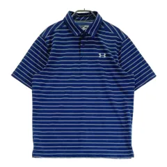 サイズ：M UNDER ARMOUR アンダーアーマー  半袖ポロシャツ ボーダー柄 ネイビー系 [240101495142] ゴルフウェア メンズ ストスト
