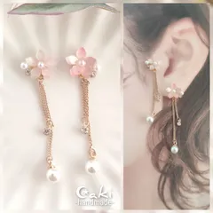 フェミニン(濃淡有) ピンクお花❀.*･ﾟ♪ピアスorイヤリング♪ハンドメイド