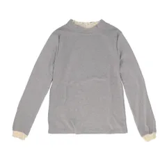 ☆ ライトグレー ☆ Mサイズ ☆ トップス ktops523 ハイネック レディース 薄手 カットソー Tシャツ 秋冬 秋 冬 春秋 春 薄い 長袖 フリル 襟 フリル袖 スタンドカラー 立ち襟 おしゃれ シンプル きれいめ 上品 大人 かわいい