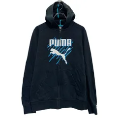 PUMA ロゴスウェット パーカー XXL キッズ 160～ 程 ブラック ホワイト プーマ ジップアップ スポーティー 古着卸 アメリカ仕入 a611-6104のサムネイル