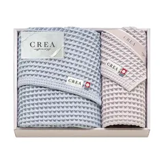 CREA×今治ワッフルソフト バスタオル&フェイスタオル ブルー バスタオル57×120cm、フェイスタオル31×80cm B1135607