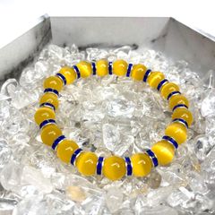 キャッツアイ(イエロー) パワーストーン ブレスレット (ダークブルー) メンズ・レディース　男性・女性　数珠ブレス 開運 [23]