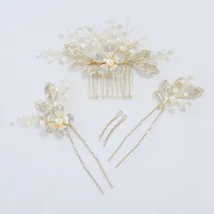 【話題沸騰】Haodeliy 髪飾り ヘアアクセサリー コーム Uピン 5点セット 木の葉 花モチーフ 花嫁 かんざし ヘッドドレス 手作り ウェディングヘッドドレス 髪飾り フラワー 結婚式 披露宴 二次会 発表会 卒業式 入学式 パーティー 和装用髪飾り