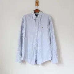 ポロ ラルフローレン BDシャツ ポニー刺繍 白×ブルーのストライプ柄 キッズ 20（w-1717）