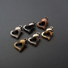 6色セット 6個 アンティーク風 アクセサリー金具 ハート カニカン ナスカン クラスプ 留め具