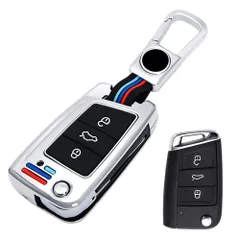 【在庫セール】[LETINGFAR] キーケース フォルクスワーゲン用 スマートキーケース キーカバー 合金シリコンフォルクスワーゲン専用設計 3ボタン キーホルダー MK7 アルティ 等に適用 キーケース