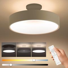 シーリングライト LED照明 12段階調色 調光タイプ 間接照明 常夜灯モード リモコン付 天井 ledライト タイマー 省エネ 簡単取付 天井照明 和室 洋室 キッチン 寝室 洗面所 リビング 日本語取扱説明書 【ユニバーサルstore】 (グレー, 1