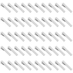 クリップ 土台 金具 パーツ 髪留め ヘアクリップ ヘアピン DIY ハンドメイド 約50個入り ヘアアクセサリー デコ素材 大人 サムコス 業務用 手芸用品 (シルバー約3.2cm)