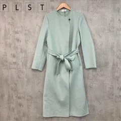 新品未使用 PLST ウール ブレンド リバー コート ロング L ノーカラー ★ ◆■