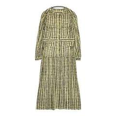 Diagram GRACE CONTINENTAL ツイードプリントワンピース 定価42900円 プリーツドレス ワンピース イエロー レディース ダイアグラム グレースコンチネンタル【中古】5-1006M∞