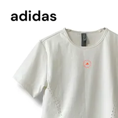 adidas by Stella McCartney アディダス ステラマッカートニー ホワイト 半袖Tシャツ コットン100% レディース Mサイズ相当 スポーツウェア ランニング トレーニング フィットネス ヨガ 白 おしゃれ  0000586OC