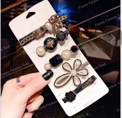 《5点セット》ブラック　パール　ヘアピン　ヘアクリップ