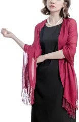 グリーンパキラ ストール レディース 大判 薄手 ラメ入り きらきら UVカット ショール 結婚式 パーティー 羽織 プレゼント ギフト シフォン スカーフ 上品 母の日 冷房対策 ボレロ ポンチョ ケープ 贈り物 女性 肩掛け(ワインレッド)