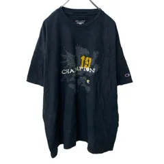 Champion 半袖 プリントTシャツ 2XL ブラック チャンピオン クルーネック ビッグサイズ スポーティー 古着卸 アメリカ仕入 a706-5805