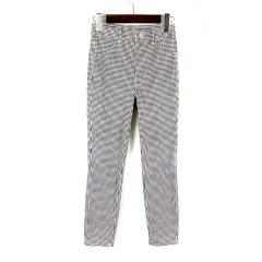ユニクロ UNIQLO ウルトラ ストレッチ ハイライズ プリント クロップド レギンス パンツ ギンガムチェック S 白 ホワイト 黒 ブラック