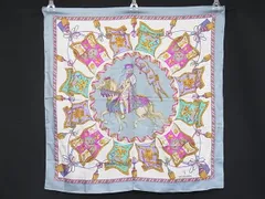 TRUSSARDI トラサルディ シルク100% 総柄 スカーフ ストール ショール レディース ライトブルー系×マルチカラー DI4072