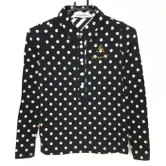 ★SALE価格★【美品】ルコック 長袖ポロシャツ 黒×ライトグレー ドット  レディース M ゴルフウェア le coq sportif