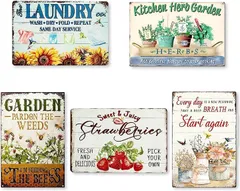 Lezalic ブリキ 看板 ガーデニング 壁飾り 床置き プレート 庭 ガーデン ケア ワーク インテリア レトロ 雑貨 ヴィンテージ風 アンティーク調( ガーデンver2)