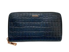 DIESEL (ディーゼル) ラウンドジップ レザー 長財布 クロコ風型押し ネイビー ウィメンズ/036