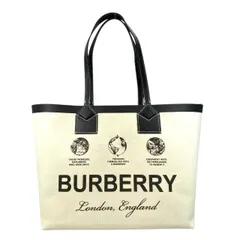 BURBERRY バーバリー 8063120 ラージ トートバッグ ハンドバッグ ノバチェック 肩掛け キャンバス レザー ロゴ ホワイト ポーチ付き