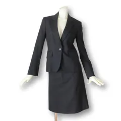 14【新品同様】レミュー スカートスーツ M ★未使用に近い★ ブラック 黒 9号 WASHABLE 洗濯可 どこから見てもキレイ LES MUES Femme