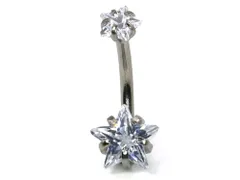 ボディピアス 14G バナナバーベル カーブバーベル 立爪ストーン付(星型)【10】