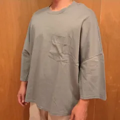 【ZUCCA】ワイドシルエット 七分袖Tシャツ｜メンズM｜胸ポケット・コットン100・日本製｜グレーのサムネイル