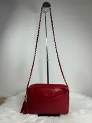【ビンテージ品】CHANEL シャネル マトラッセ23 ラムスキン フリンジ付き チェーンショルダーバッグ レッド レザー