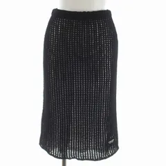 プラダ PRADA 21AW  オープンワークコットンスカート タイト ニットスカート ロング 38 黒 白 ブラック ホワイト /HS ■OS ■SHのサムネイル