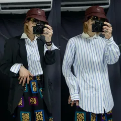 90s~00s Polo by Ralph Lauren “None Pony Embroidery” Regatta Stripe Horizontal Collar L/S Clerical Shirts